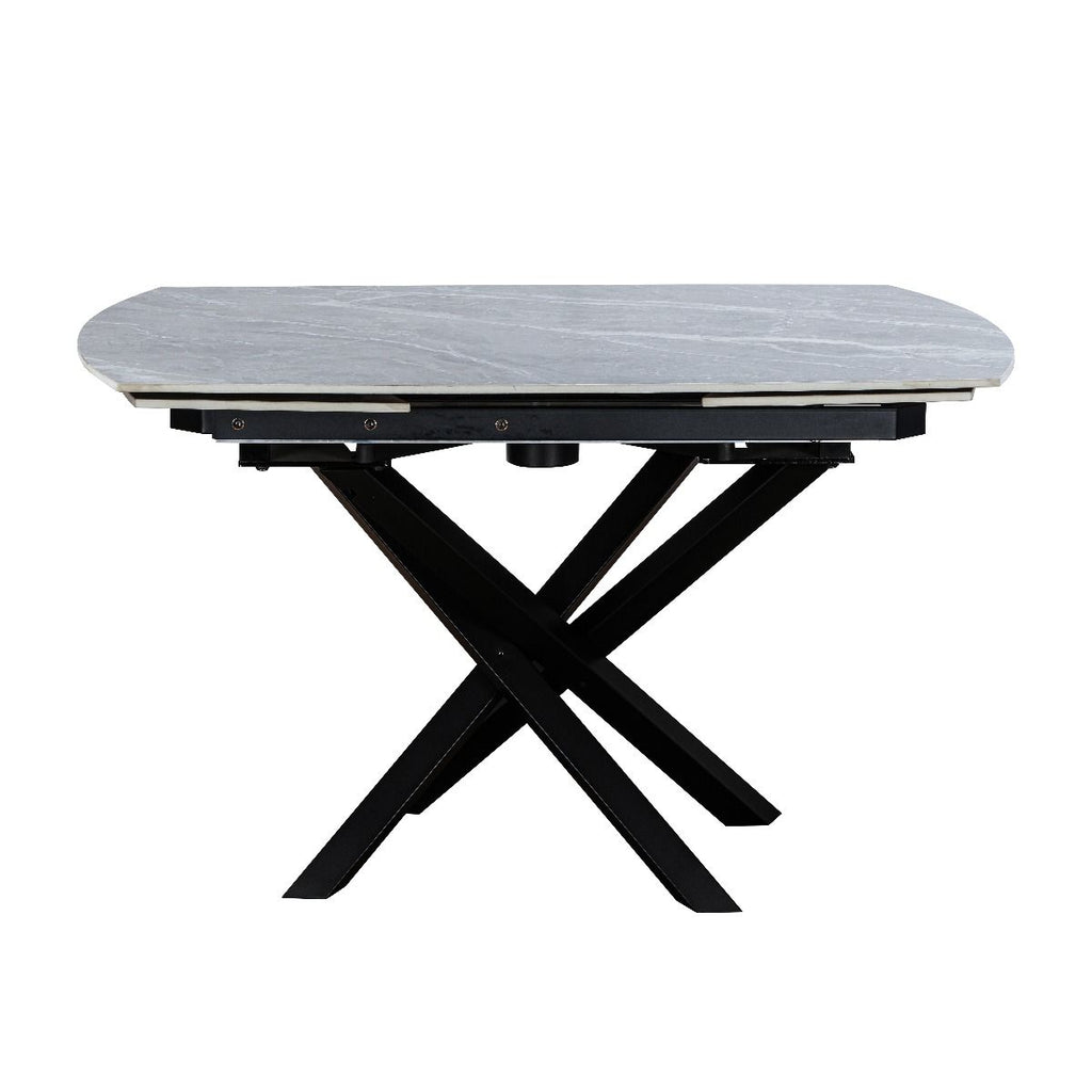 Oakwood Ezra Ceramic Argento Grey 120/180cm Extending Dining Table Set