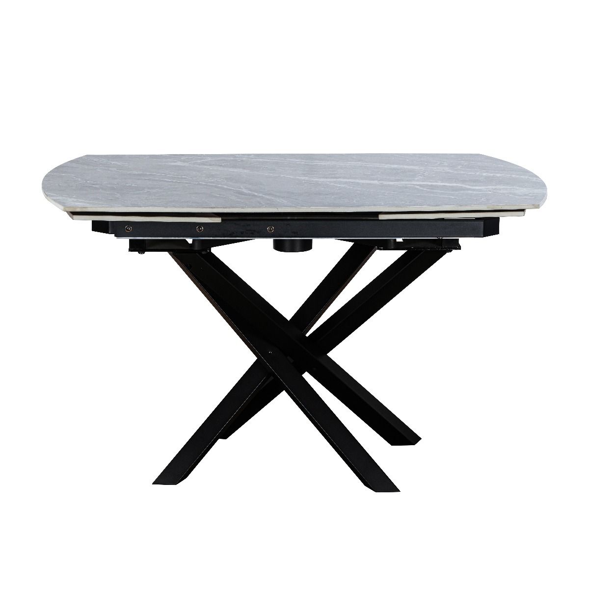 Oakwood Ezra Ceramic Argento Grey 120/180cm Extending Dining Table Set