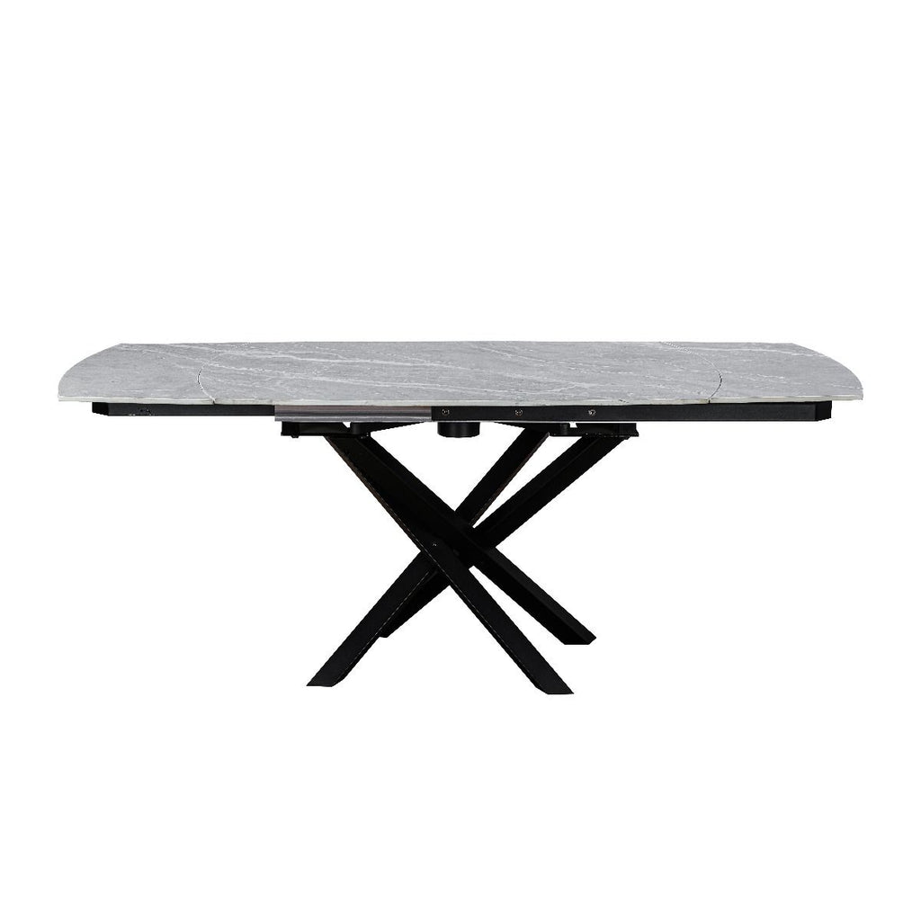 Oakwood Ezra Ceramic Argento Grey 120/180cm Extending Dining Table Set