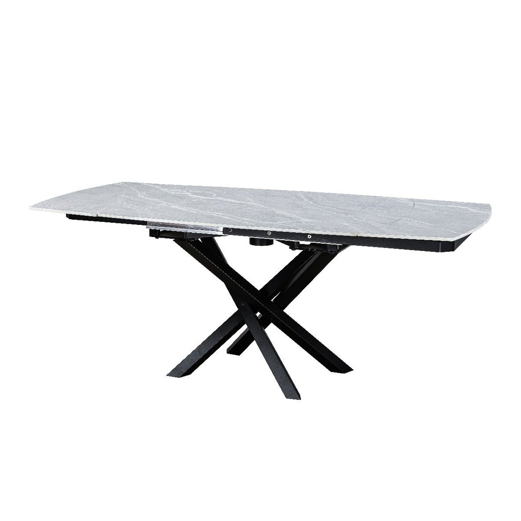 Oakwood Ezra Ceramic Argento Grey 120/180cm Extending Dining Table Set