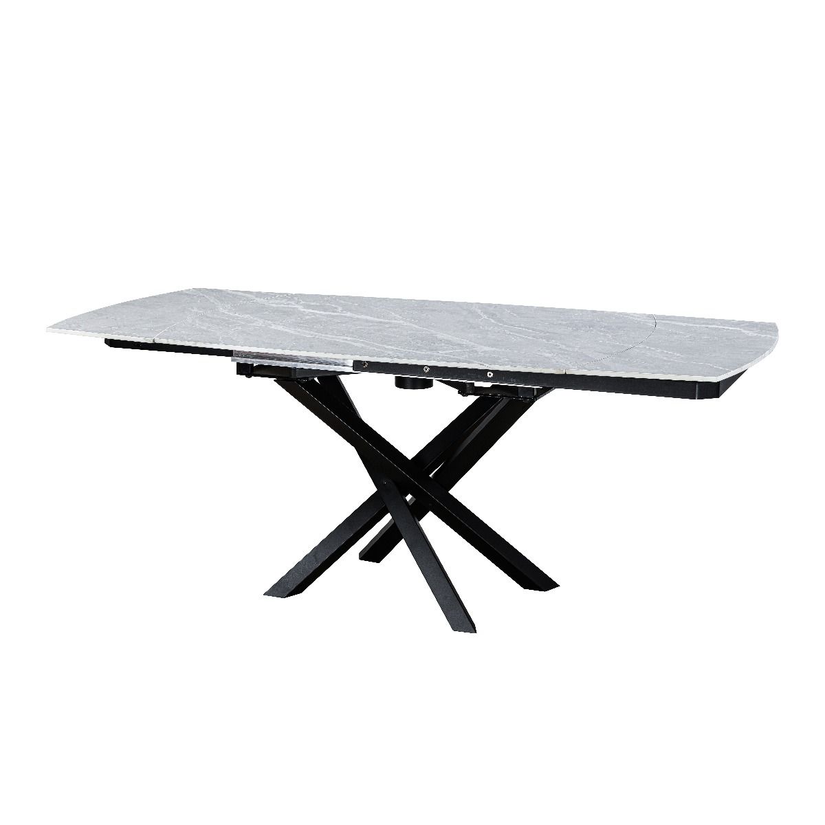 Oakwood Ezra Ceramic Argento Grey 120/180cm Extending Dining Table Set