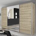 Oakwood Rauch Quadra 3 Sliding Door Wardrobe With Sonoma Oak and Mirror Front