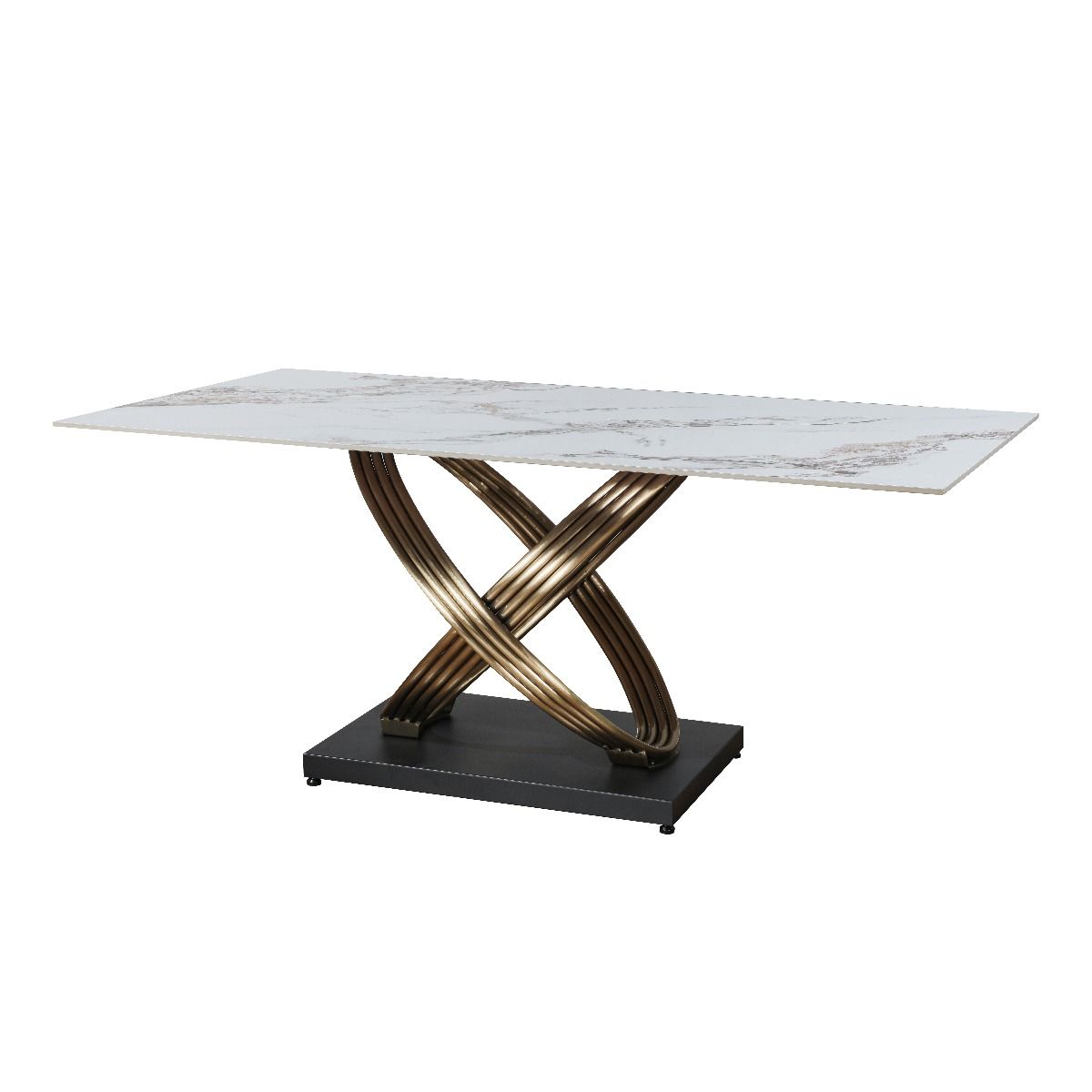 Oakwood Mettio Ceramic Pierre Dawn - Fixed Gloss Dining Table Set