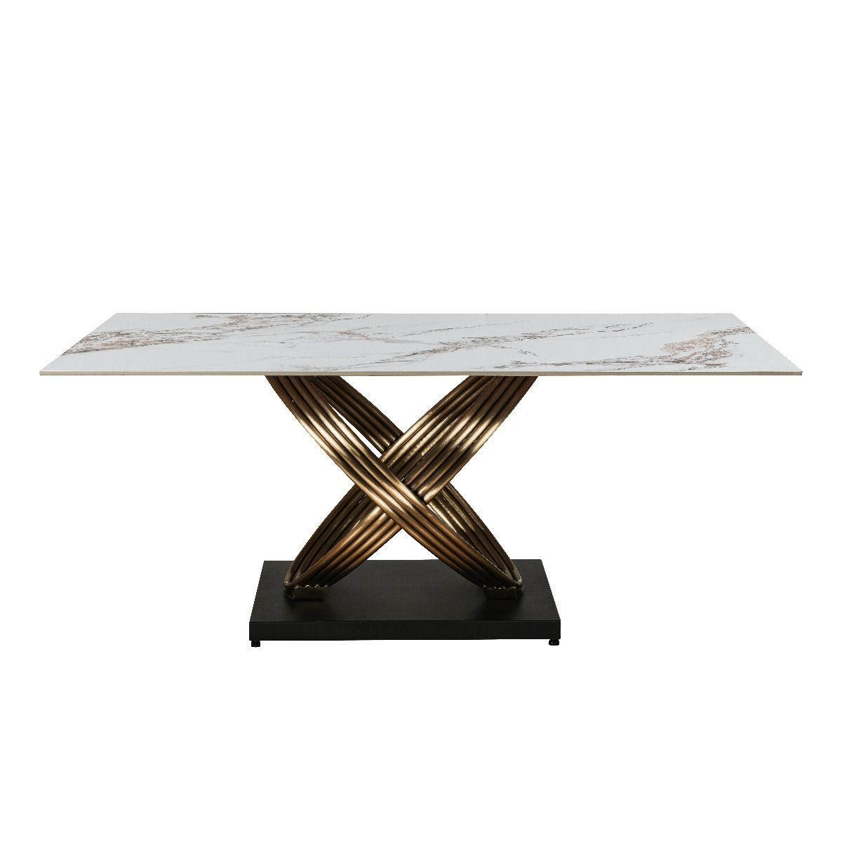 Oakwood Mettio Ceramic Pierre Dawn - Fixed Gloss Dining Table Set