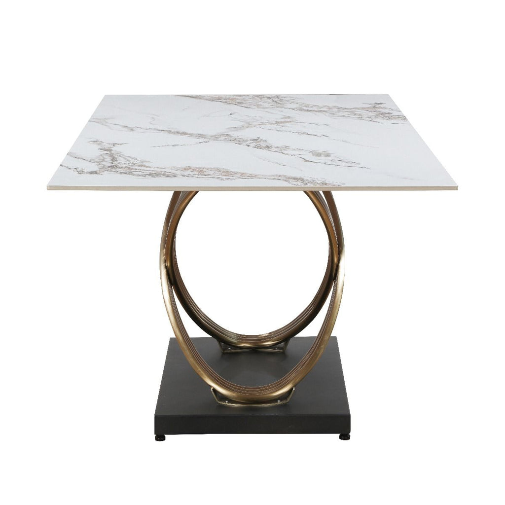 Oakwood Mettio Ceramic Pierre Dawn - Fixed Gloss Dining Table Set