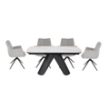 Oakwood Pearl Ext Dining Table with Perla Carver Swivel Chairs