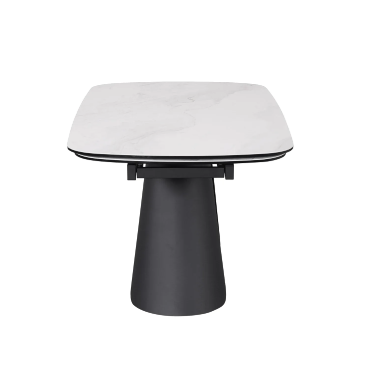 Oakwood Pearl Ext Dining Table with Perla Carver Swivel Chairs