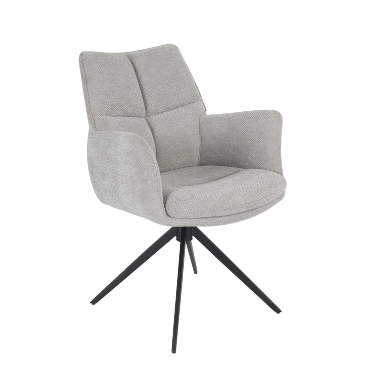 Oakwood Pearl Ext Dining Table with Perla Carver Swivel Chairs