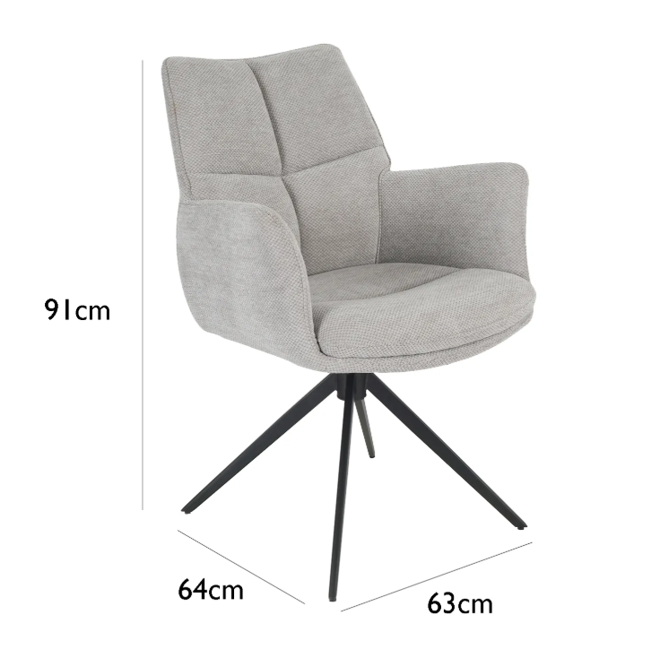 Oakwood Pearl Ext Dining Table with Perla Carver Swivel Chairs