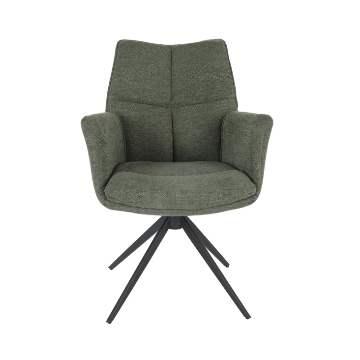 Oakwood Pearl Ext Dining Table with Perla Carver Swivel Chairs
