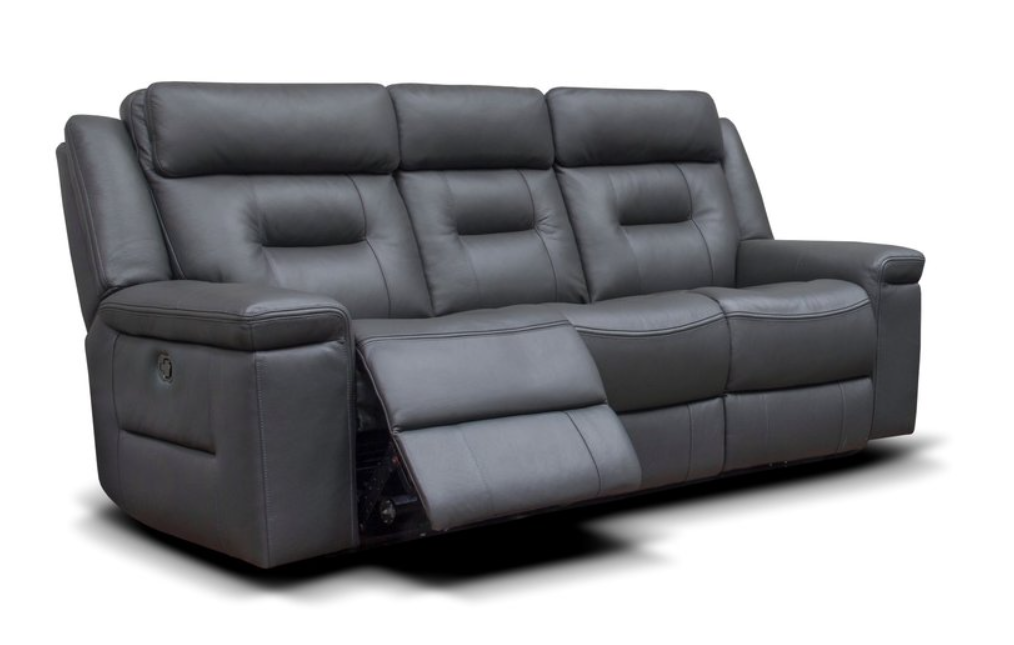 Oakwood Osbourne Italian Grey Full Natural Grain Thick Leather 2 Seater Sofa