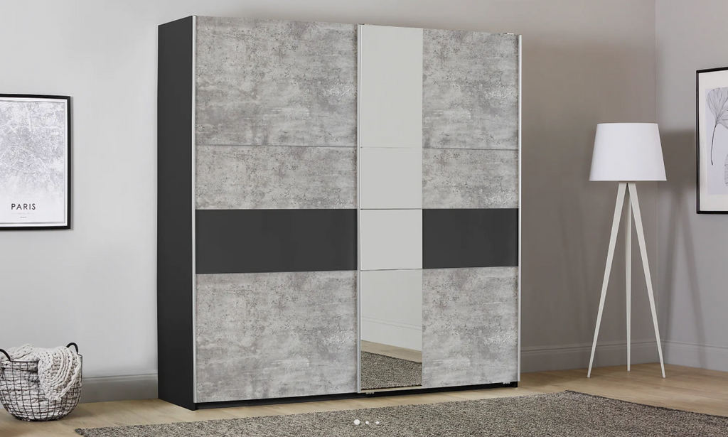 Oakwood Rauch Korbach Metallic Grey Stone Grey 218CM 2 Sliding Door Wardrobe