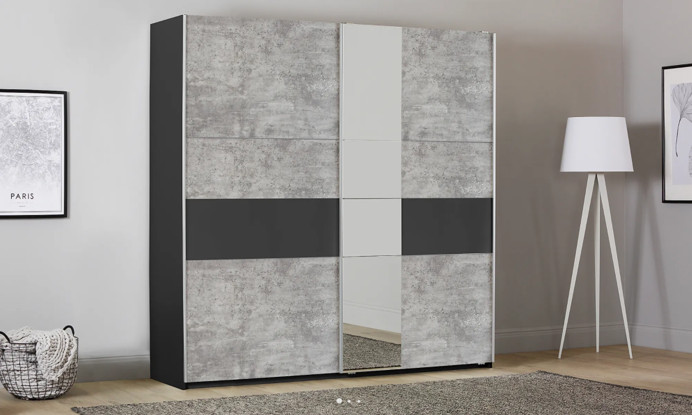 Oakwood Rauch Korbach Metallic Grey Stone Grey 218CM 2 Sliding Door Wardrobe