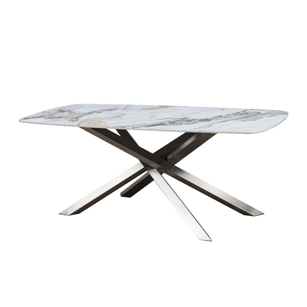 Oakwood Lenzaro Ceramic Dune - Fixed Gloss Dining Table Set