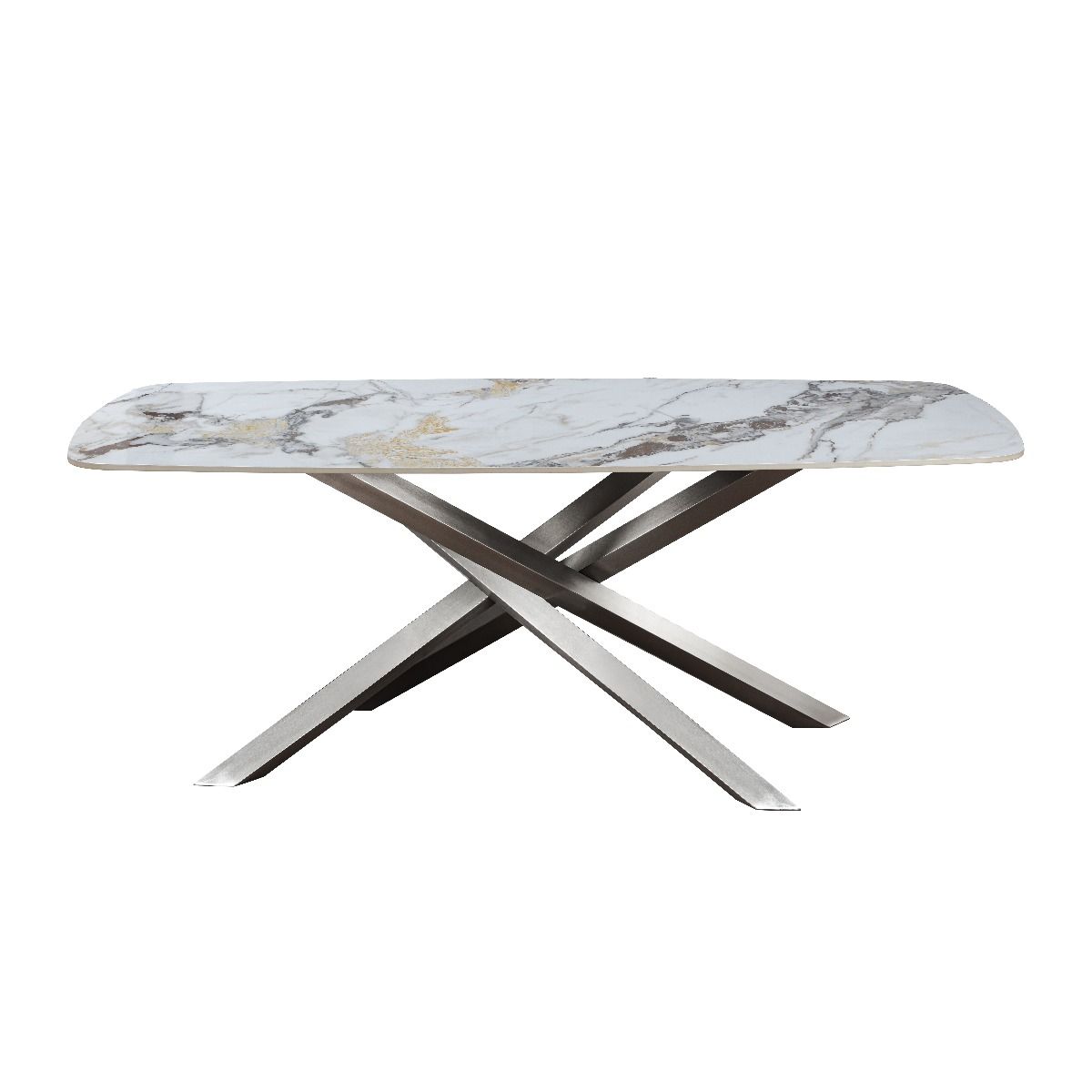 Oakwood Lenzaro Ceramic Dune - Fixed Gloss Dining Table Set