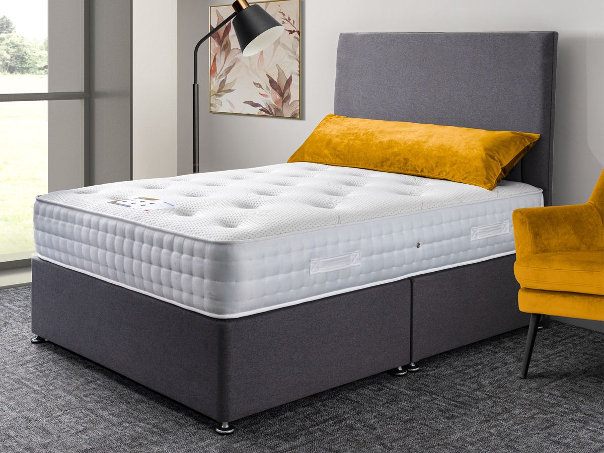 Oakwood Silk 1000 Fabric Upholstered Divan Set with 24" Henley Headboard