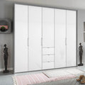 Oakwood Rauch Erimo Style 1 Silk Grey & White Glass Bi-folding 5 doors Combi Wardrobe W254CM