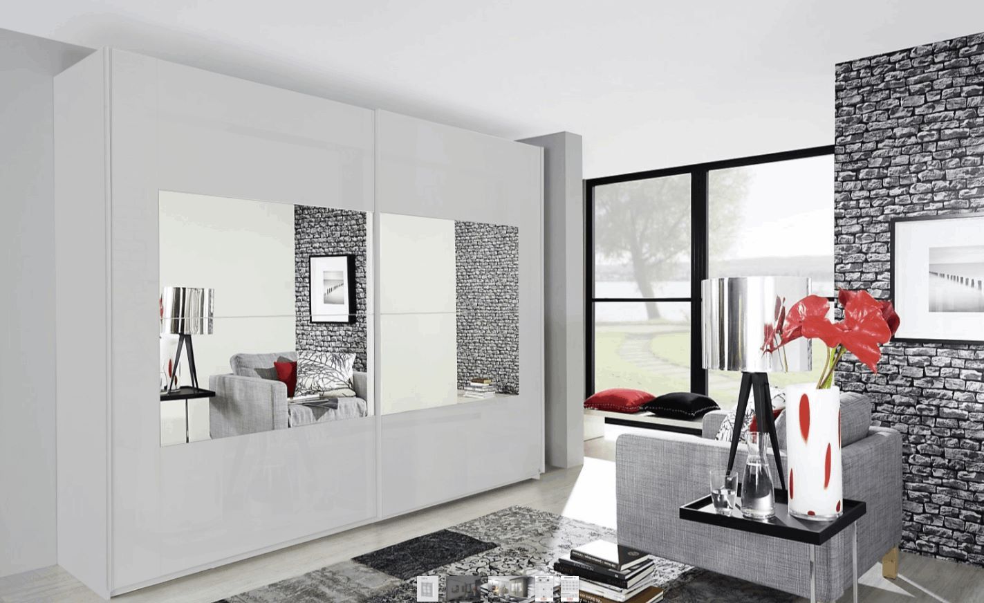 Oakwood Miramar Quest Type 4 Silk Grey Glass Front Sliding Door Wardrobe