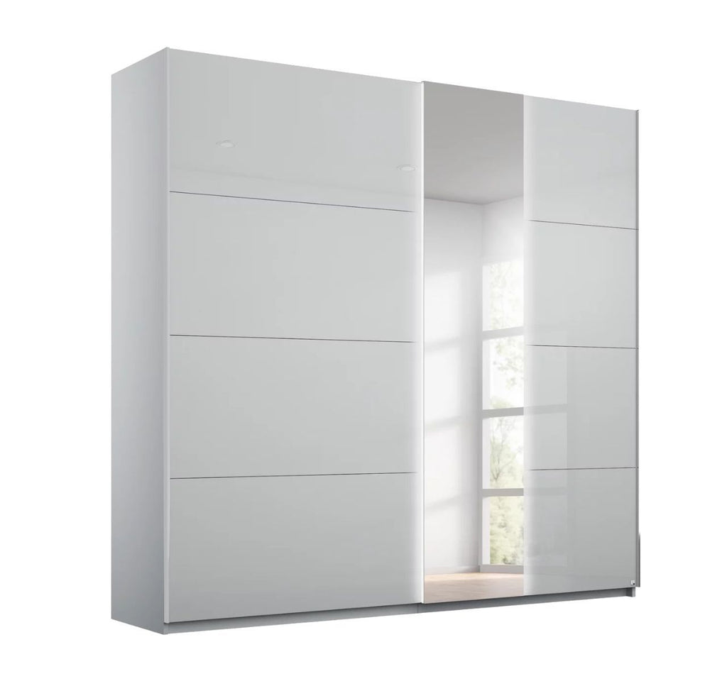 Oakwood Rauch Miramar Perth Silk Grey Glass Sliding Door Wardrobe