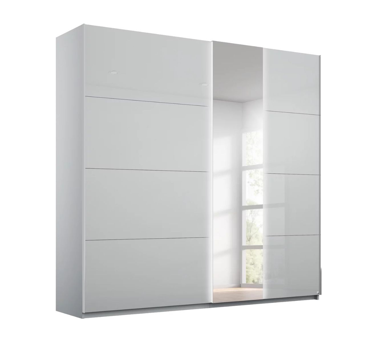 Oakwood Rauch Miramar Perth Silk Grey Glass Sliding Door Wardrobe