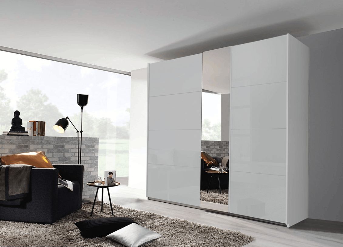 Oakwood Rauch Miramar Perth Silk Grey Glass Sliding Door Wardrobe