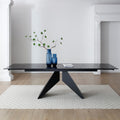 Oakwood Silux Carbon Glass Extending Dining Table