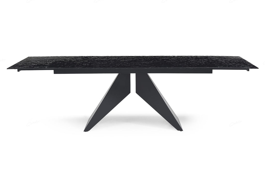 Oakwood Silux Carbon Glass Extending Dining Table