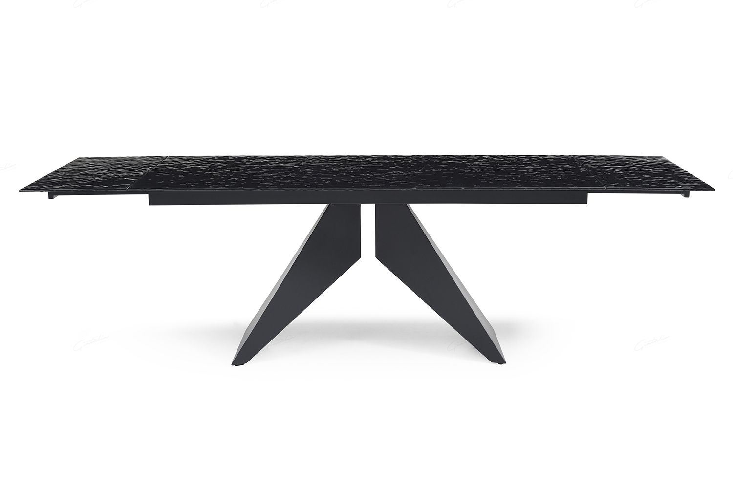 Oakwood Silux Carbon Glass Extending Dining Table