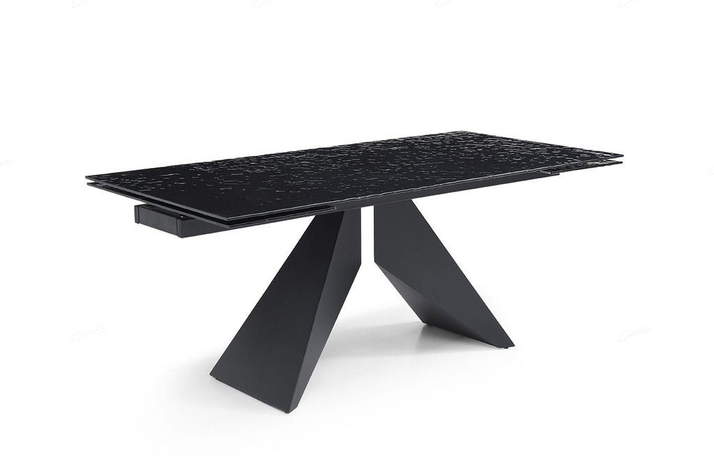 Oakwood Silux Carbon Glass Extending Dining Table