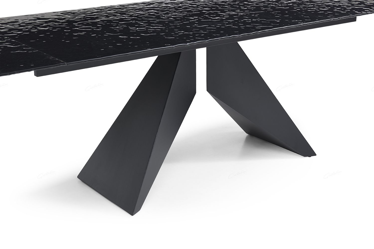 Oakwood Silux Carbon Glass Extending Dining Table