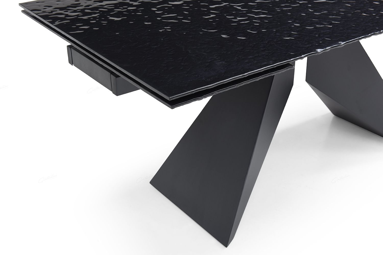 Oakwood Silux Carbon Glass Extending Dining Table