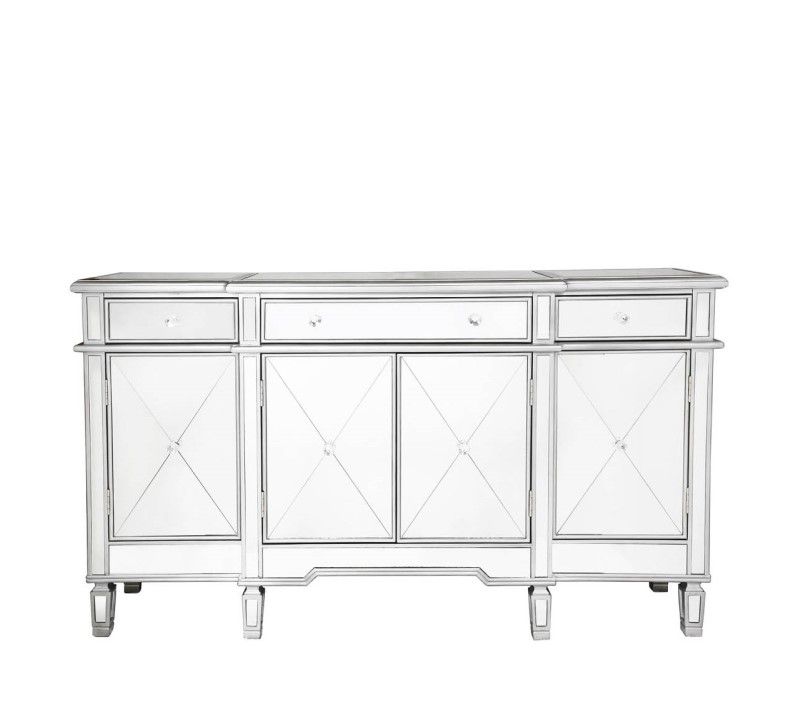 Oakwood Lancaster silver 3 Drawer 4 Door Mirror Cabinet