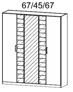 Oakwood Rauch Terano Wood and Glass Wardrobe