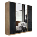 Oakwood Rauch Essensa Type E Sonoma Oak & Basalt Glass Hinged Wardrobe With Mirror