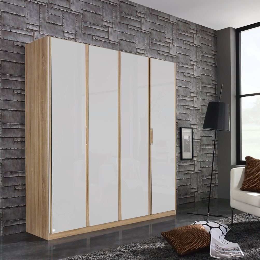 Oakwood Rauch Essensa Door Basalt Glass & Sonoma Oak Hinged Wardrobe