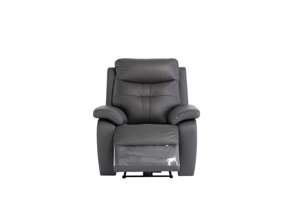 Oakwood Chicago Charcoal Leather Electric Recliner Arm Chair