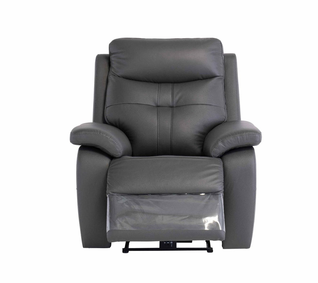 Oakwood Chicago Charcoal Leather Electric Recliner Arm Chair