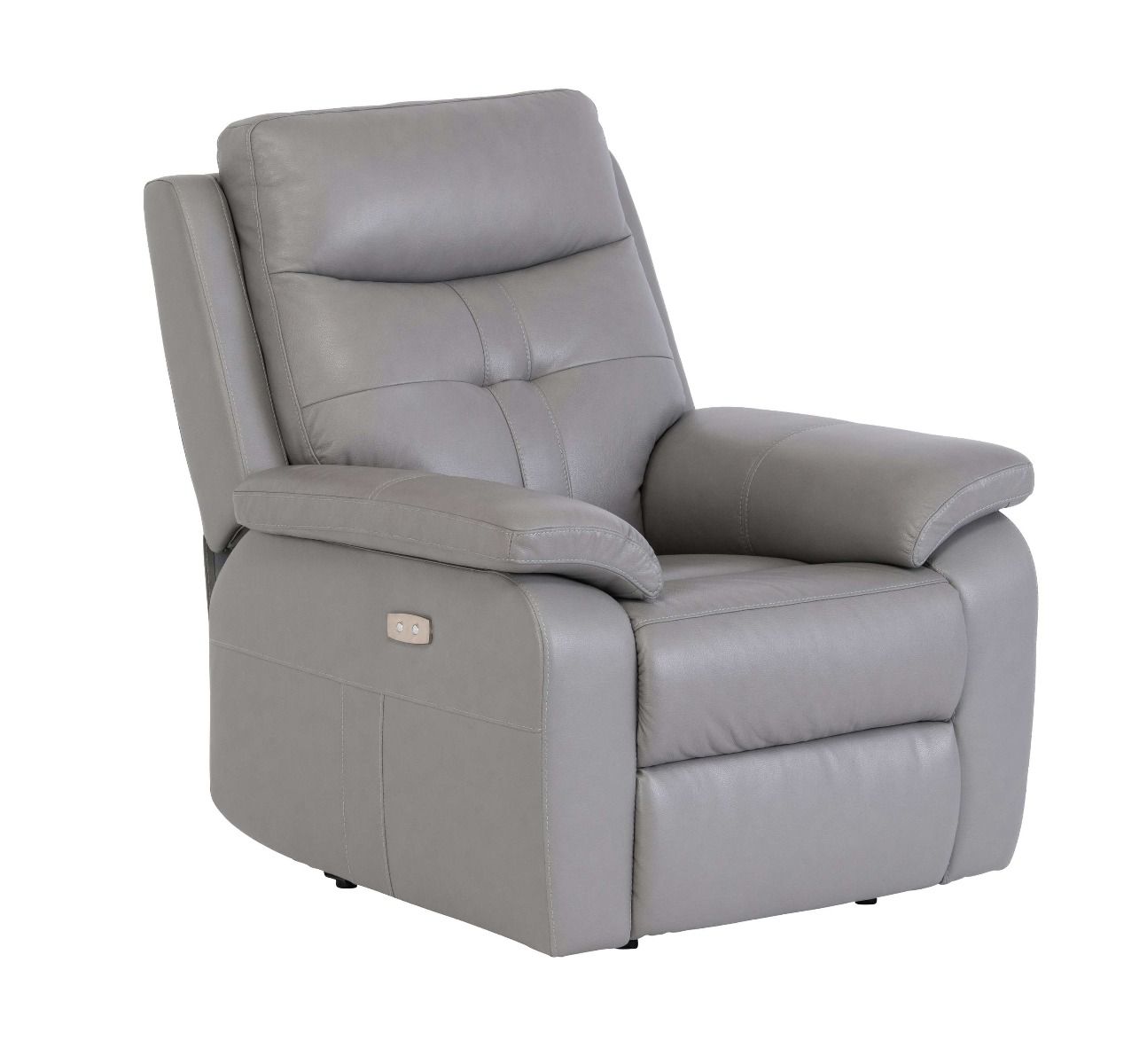Oakwood Chicago Grey Leather Electric Recliner Arm Chair