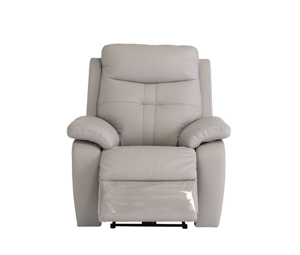 Oakwood Chicago Light Grey Leather Electric Recliner Arm Chair
