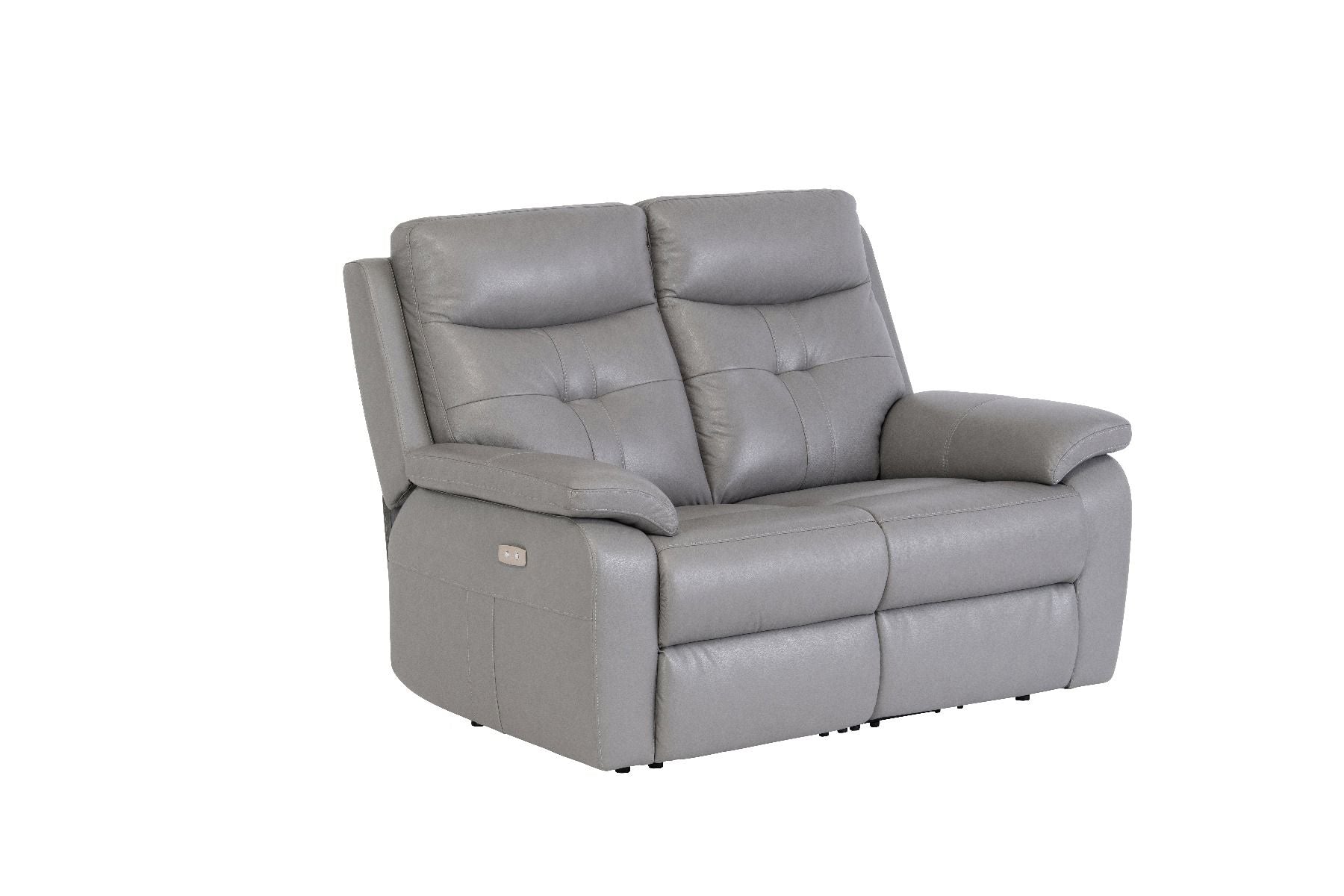 Oakwood Chicago 2 Seater Grey Leather Power Recliner Sofa