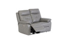 Oakwood Chicago 2 Seater Grey Leather Power Recliner Sofa