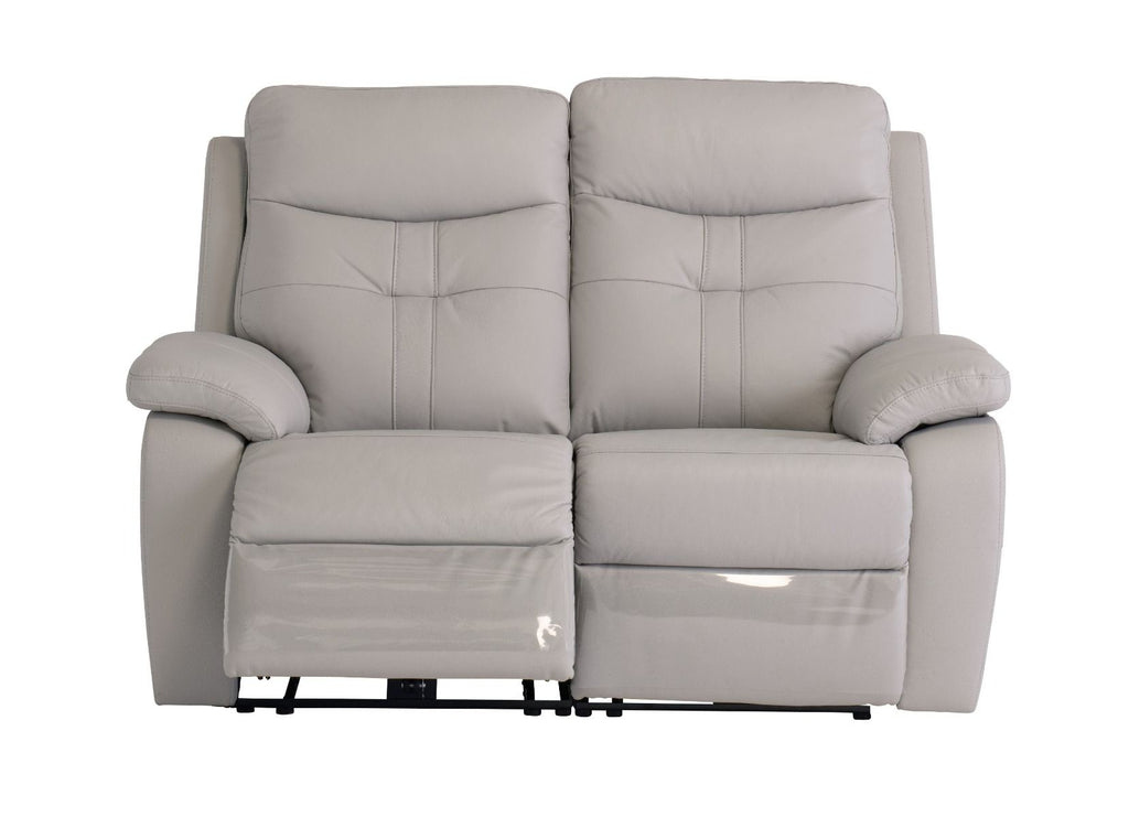 Oakwood Chicago 2 Seater Light Grey Leather Power Recliner Sofa