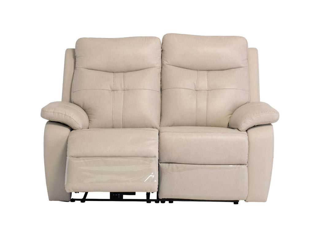 Oakwood Chicago 2 Seater Light Stone Leather Power Recliner Sofa