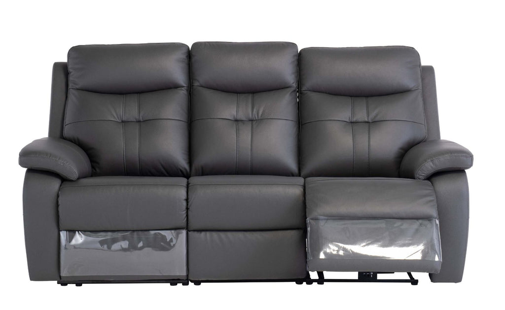 Oakwood Chicago 3 Seater Charcoal Leather Power Recliner Sofa