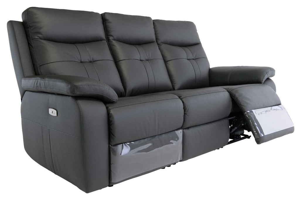 Oakwood Chicago 3 Seater Charcoal Leather Power Recliner Sofa