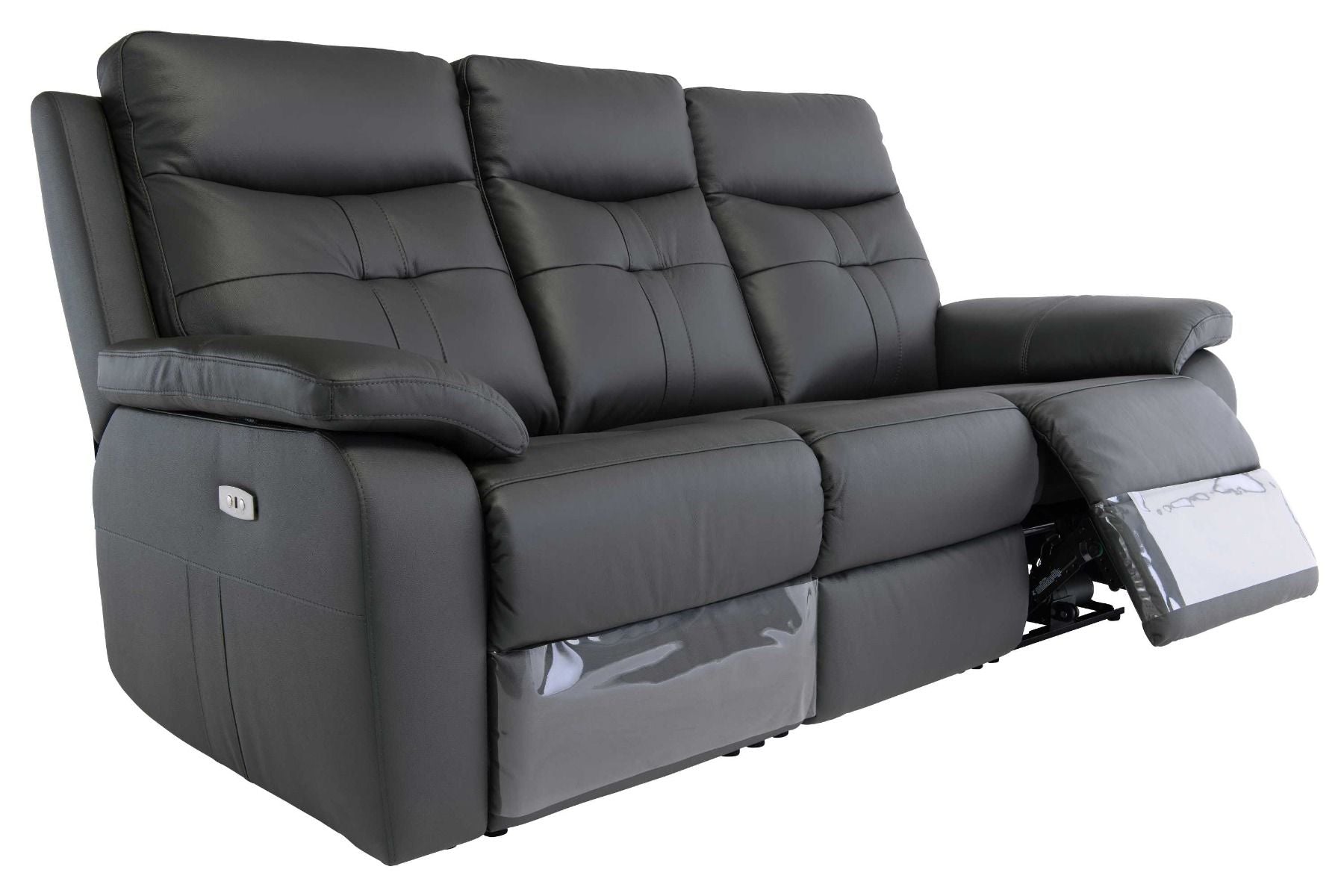 Oakwood Chicago 3 Seater Charcoal Leather Power Recliner Sofa