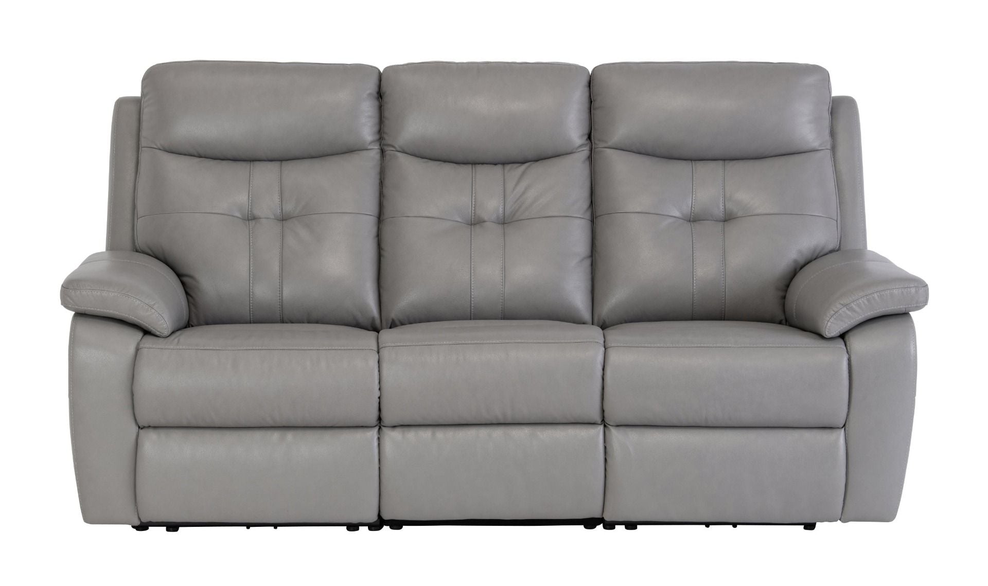 Oakwood Chicago 3 Seater Grey Leather Power Recliner Sofa
