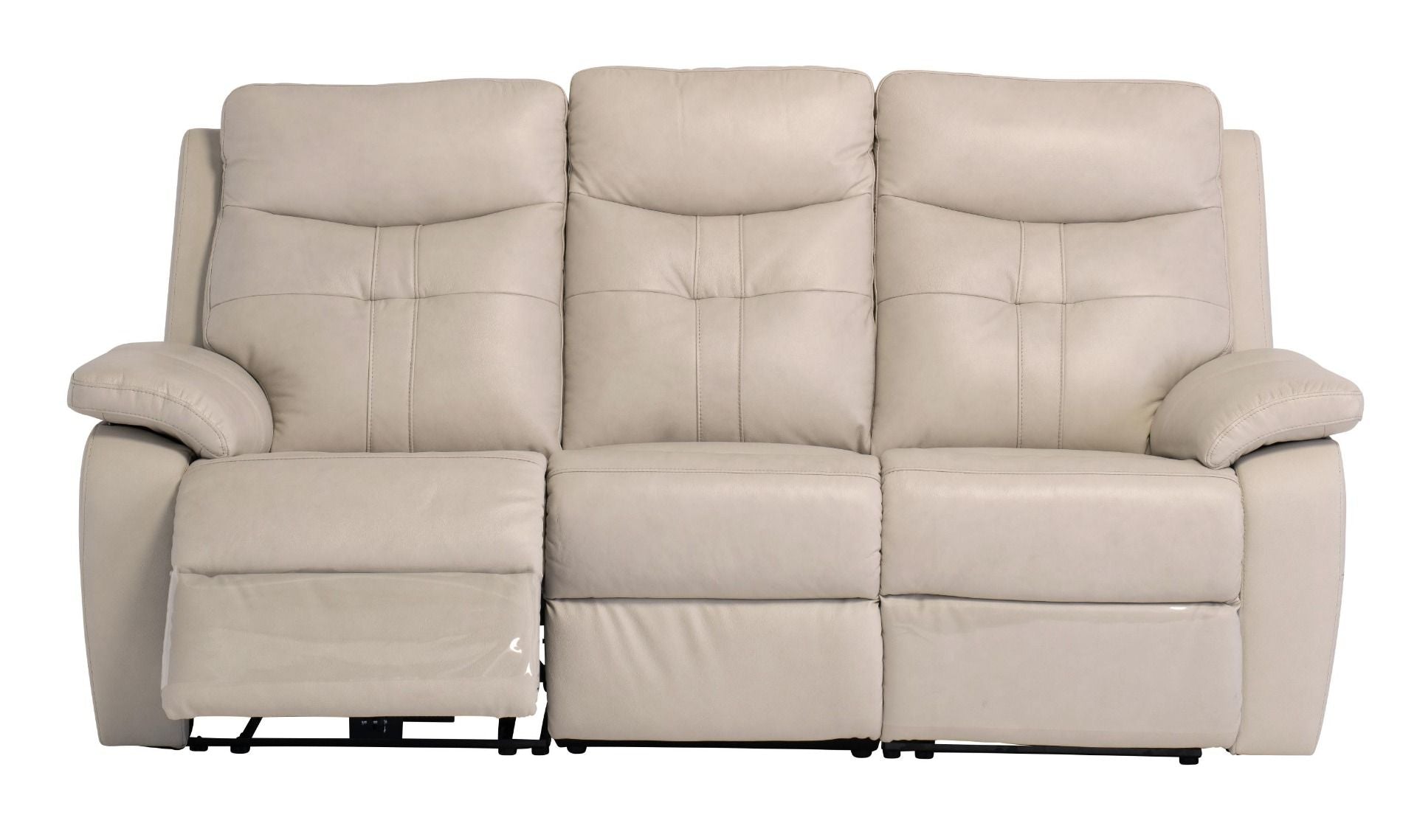 Oakwood Chicago 3 Seater Light Stone Leather Power Recliner Sofa