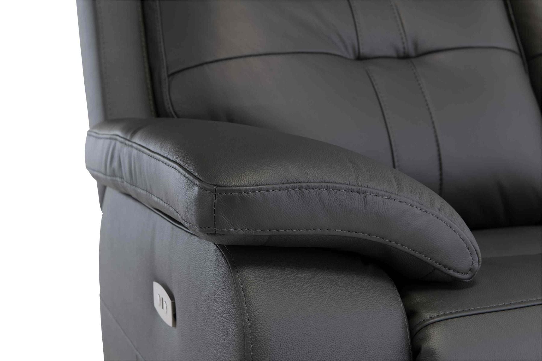 Oakwood Chicago Charcoal Leather Electric Recliner Arm Chair