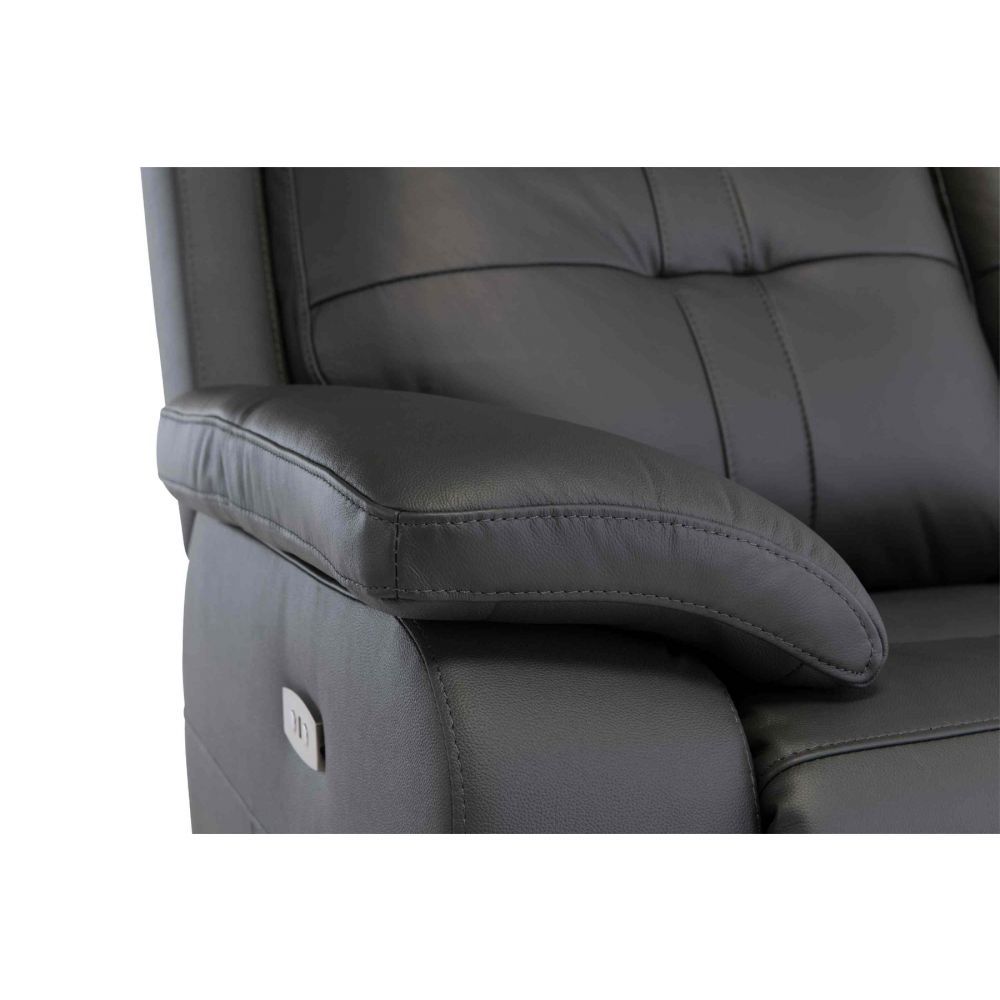 Oakwood Chicago 2 Corner 2 Charcoal Leather Power Recliner Sofa